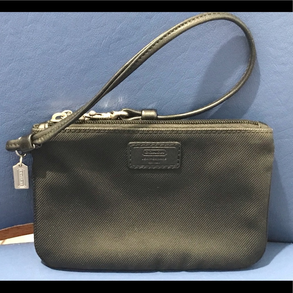 Coach black nylon wristlet